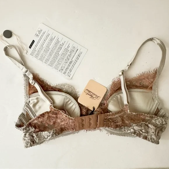 NWT AGENT PROVOCATEUR Lorelli Lace Silk Underwire Bra Rose Gold and Silver 34D - Picture 14 of 16